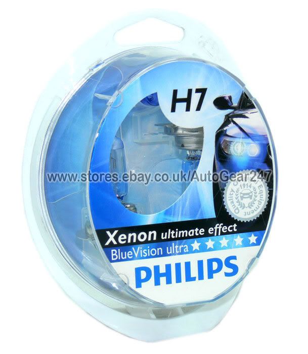 H7 Philips Blue Vision Ultra Headlight Head Lamp Xenon Effect Bulbs + Side Bulbs eBay