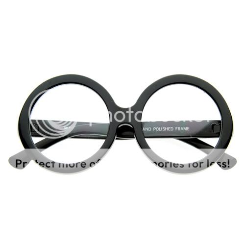 Large Clear Lens Round Circle Glasses Black 8045 NEW  